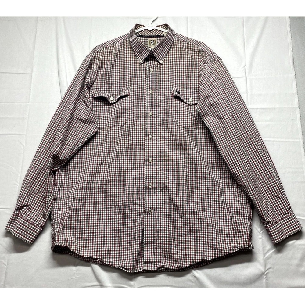 Cinch Shirt Mens XL Multicolor Gingham Plaid Cotton Pleated Collared Button Down